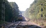 CSX 128 pauses with a line of containers at the N.E. Aberdeen signals